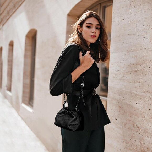 Trendy Dumpling Women's Crossbody Bag - Evening Clutch Vegan & Genuine Leather H - Picture 2 of 7